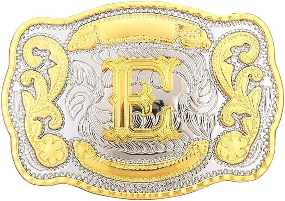 2731 Belt Buckle Initial Letters ABCDMRJ to Z Cowboy Rodeo Small Gold Belt